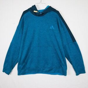 Adidas Hoodie Mens 2XL XXL Activewear Pullover Sweatshirt Logo Blue Long Sleeve